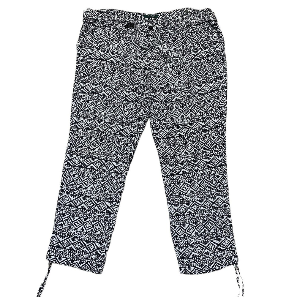 Lauren Ralph Lauren Womens Pants Black White Tribal Print Size 14W